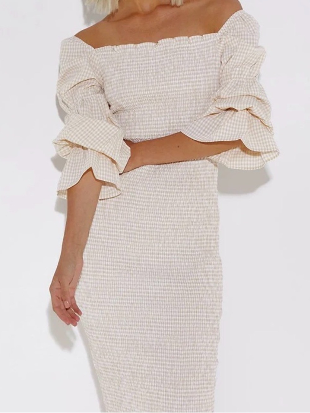 SNDYS Courtney Smocked Gingham Midi Dress